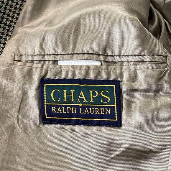 Chaps Ralph Lauren Wool Silk Sport Coat Mens 42R Houndstooth Blazer Suit Jacket - Picture 15 of 16